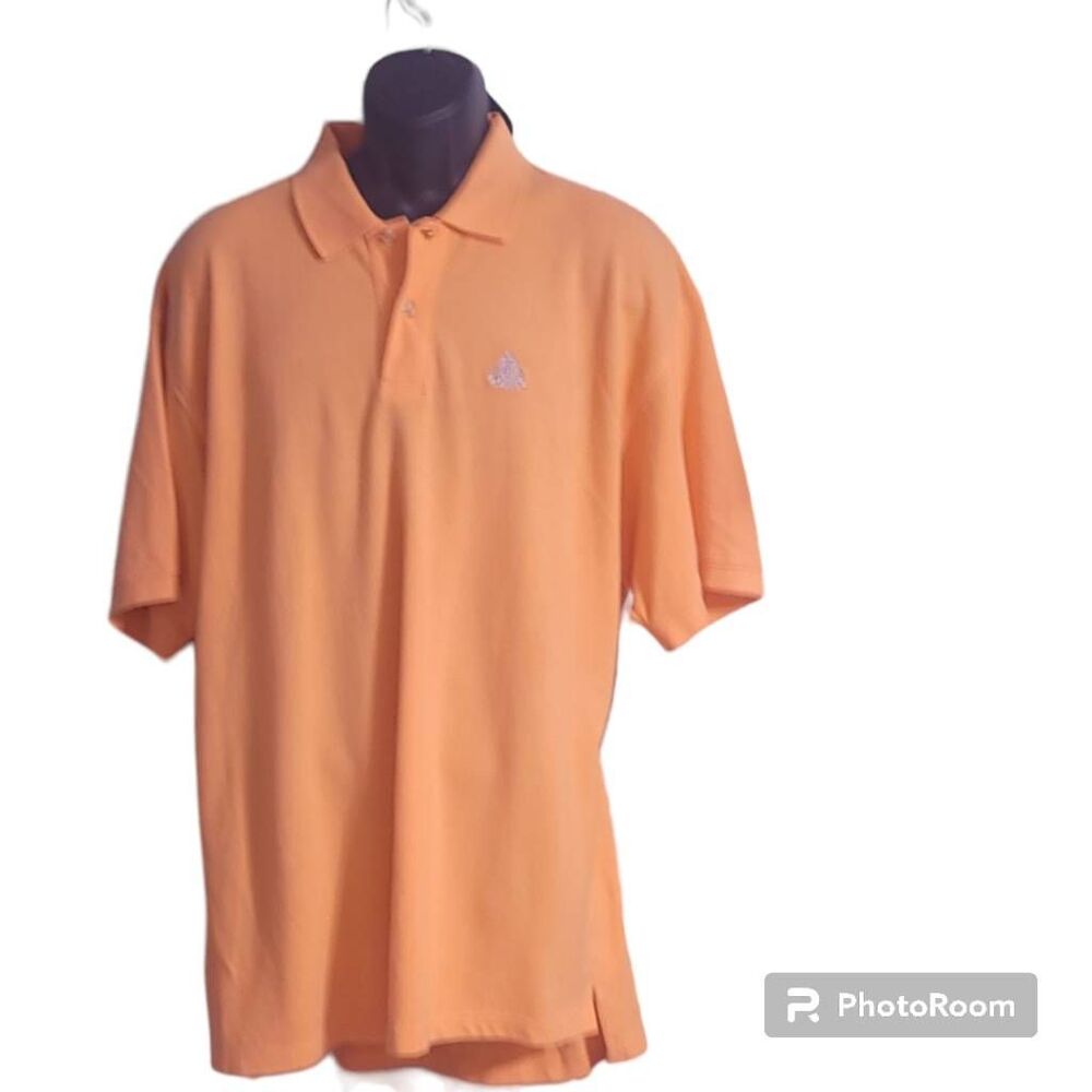 IZOD Polo Golf Shirt Mens Size XL Orange Polyester Medium Wash Short Sleeve